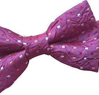 Mens Stylish Bow Tie (Ruched Pink with Square Design)