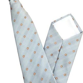 Mens Stylish Clip On Tie (Baby Blue with Bronze Flowers)