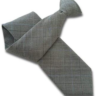 Mens Tweed Clip On Tie (Black, White & Blue Houndstooth Check)