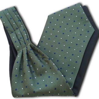 Mens 'Under Shirt' Ascot Cravat (Dark Green with Royal Blue & White Diamonds)