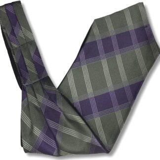 Mens 'Under Shirt' Ascot Cravat (Grey & Purple Tartan Check)
