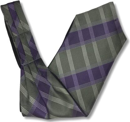 Mens 'Under Shirt' Ascot Cravat (Grey & Purple Tartan Check)