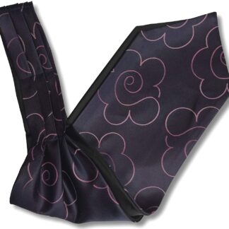 Mens 'Under Shirt' Ascot Cravat (Navy with Lilac Floral Pattern)