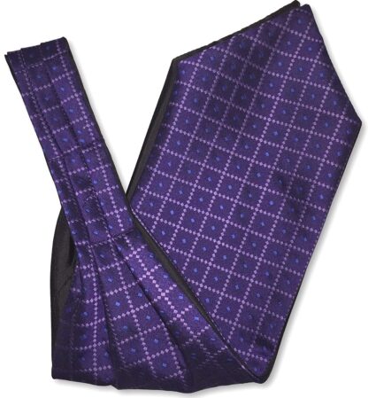 Mens 'Under Shirt' Ascot Cravat (Purple & Lilac Check with Blue Diamonds)