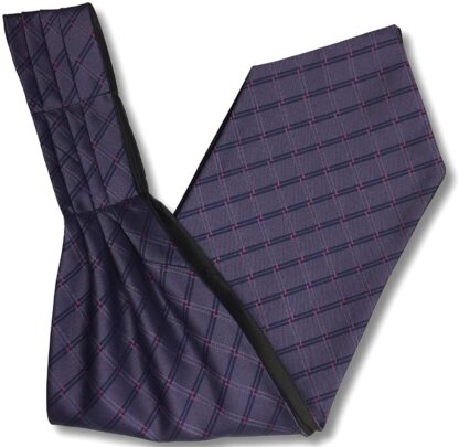 Mens 'Under Shirt' Ascot Cravat (Purple & Navy Check)