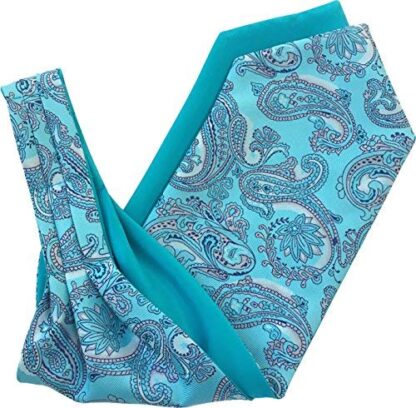 Paisley Satin Self-Tie Ascot Cravat (Baby Blue & Kingfisher)
