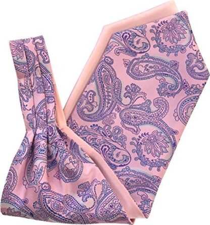Paisley Satin Self-Tie Ascot Cravat (Baby Pink)