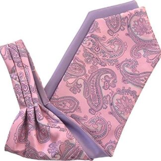 Paisley Satin Self-Tie Ascot Cravat (Baby Pink & Lilac)
