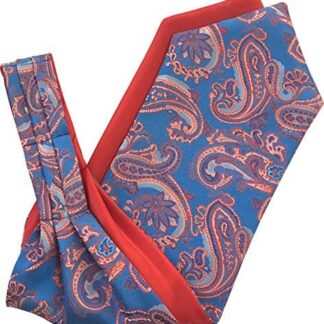 Paisley Satin Self-Tie Ascot Cravat (Blue & Red)
