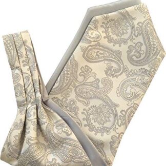 Paisley Satin Self-Tie Ascot Cravat (Cream & Silver)