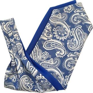Paisley Satin Self-Tie Ascot Cravat (Navy & Royal Blue)