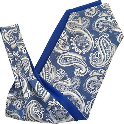Paisley Satin Self-Tie Ascot Cravat (Navy & Royal Blue)