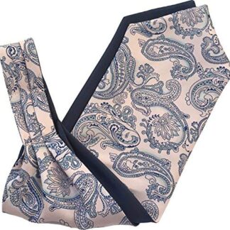Paisley Satin Self-Tie Ascot Cravat (Pale Pink & Navy)