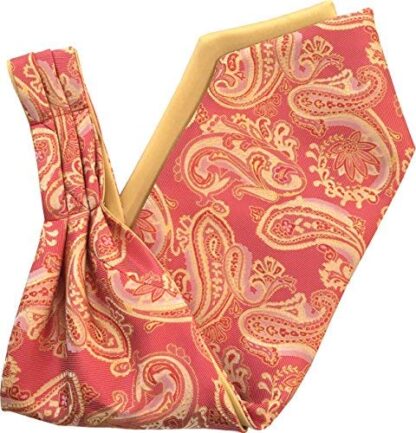 Paisley Satin Self-Tie Ascot Cravat (Red & Gold)