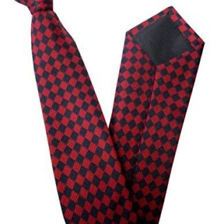 Red & Navy Harlequin Check Clip On Tie