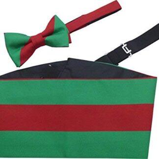 Royal Pioneer Corps Cummerbund & Bow Tie Set (Red & Green Stripe)