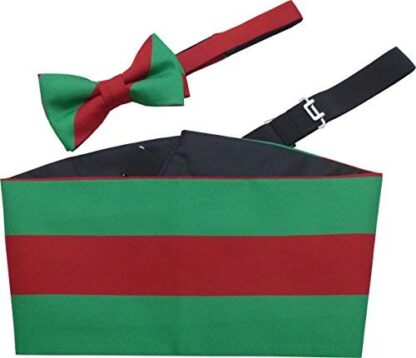 Royal Pioneer Corps Cummerbund & Bow Tie Set (Red & Green Stripe)