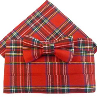 Royal Stewart Tartan Cummerbund Set (includes Bow Tie & Pocket Square)