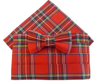 Royal Stewart Tartan Cummerbund Set (includes Bow Tie & Pocket Square)