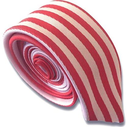 Skinny Neck Tie (Red & White Candy Stripe)
