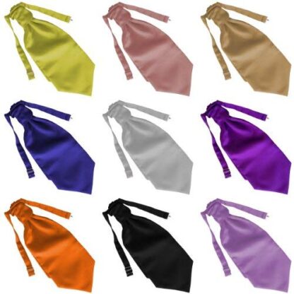 Mens Satin Wedding Ruche Cravats - Image 16