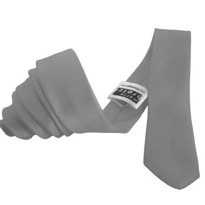 Super Skinny Satin Ties Adult Mens Silver Grey Tie