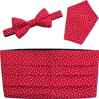 100% Cotton Christmas Stars & Snow Cummerbund Sets (Includes Bow Tie & Hanky) - Image 5
